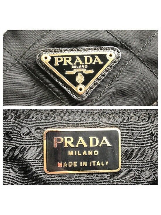 Prada Nylon Tessuto Triangle Logo Leather Backpack Black